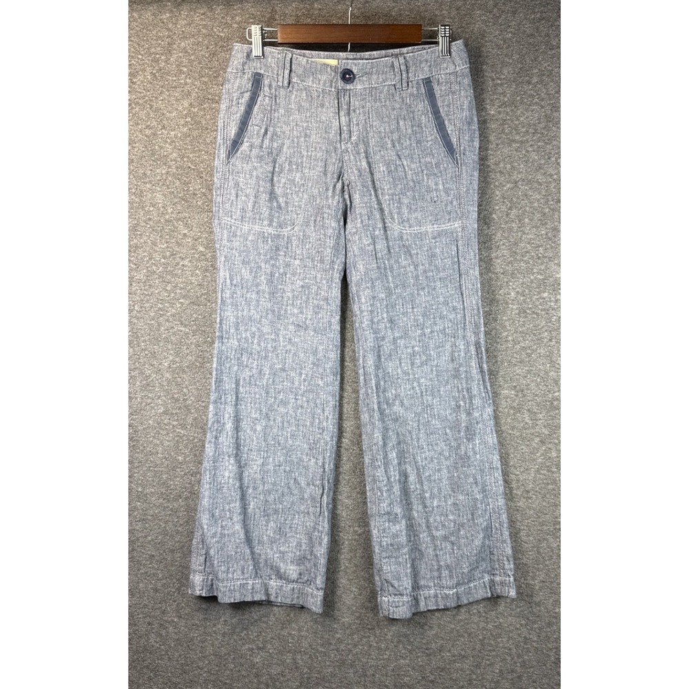 Pilcro & Letterpress Anthropologie Linen Cotton Herringbone Wide Leg Pants 28x28